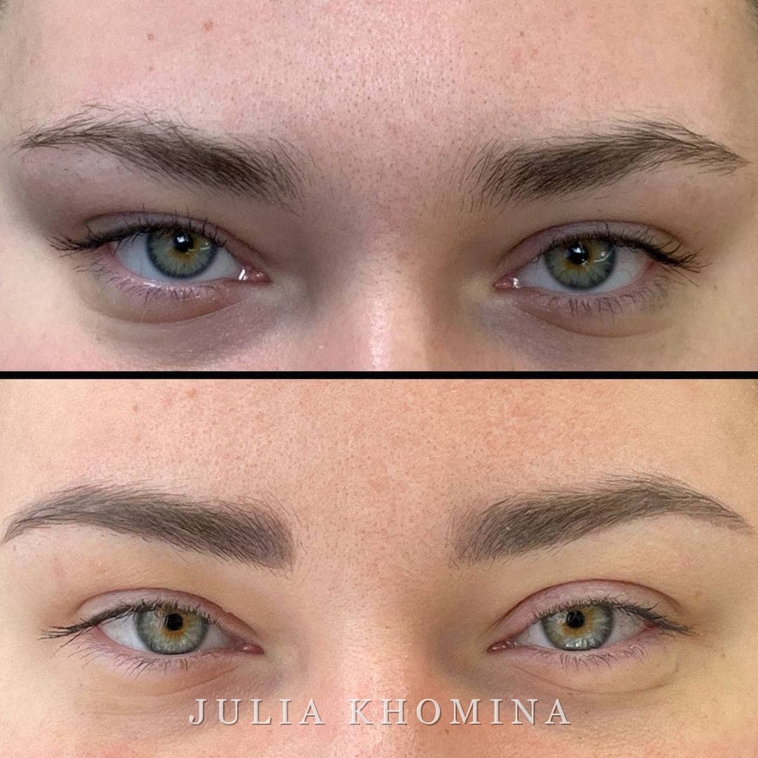 Maquillage permanent des sourcils — avant / après