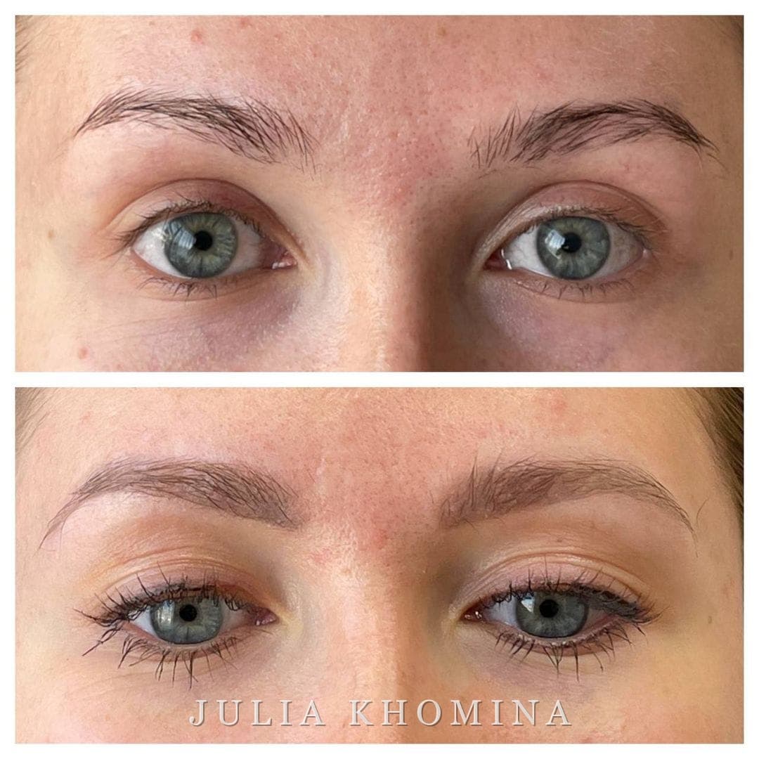 Maquillage permanent des sourcils — avant / après