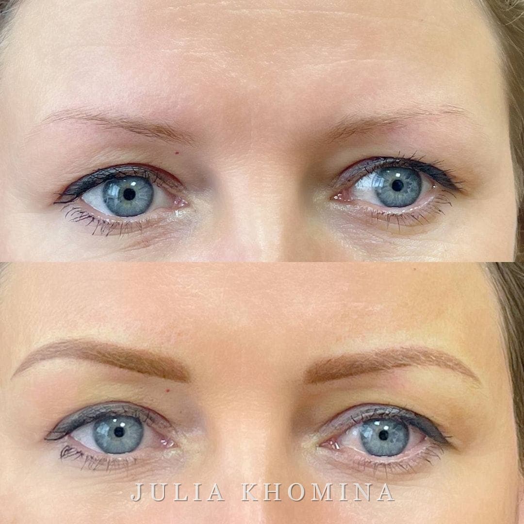 Maquillage permanent des sourcils — avant / après