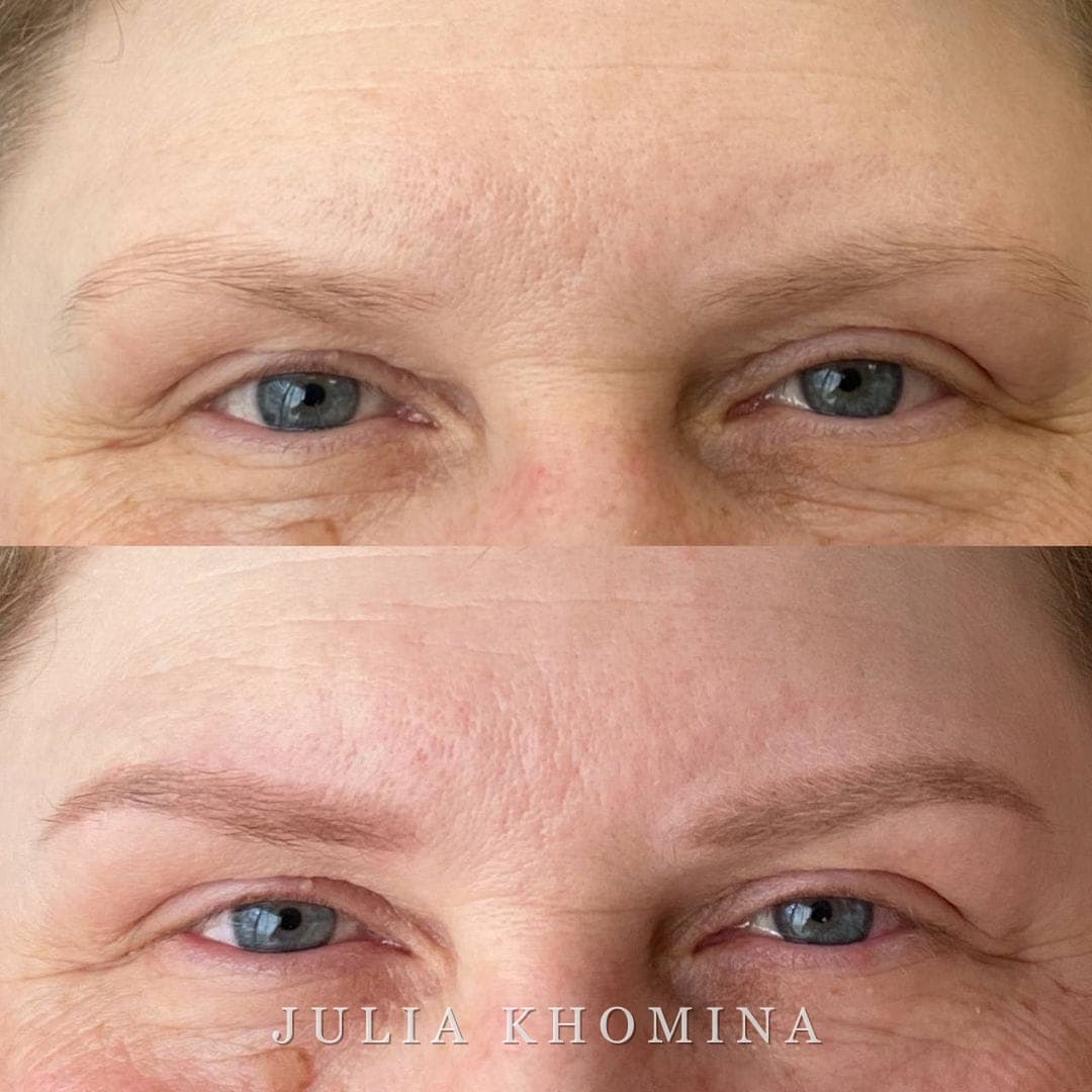 Maquillage permanent des sourcils — avant / après