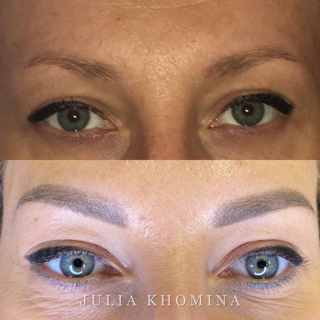 Maquillage permanent des sourcils — avant / après