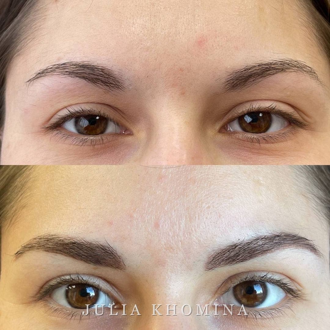 Maquillage permanent des sourcils — avant / après