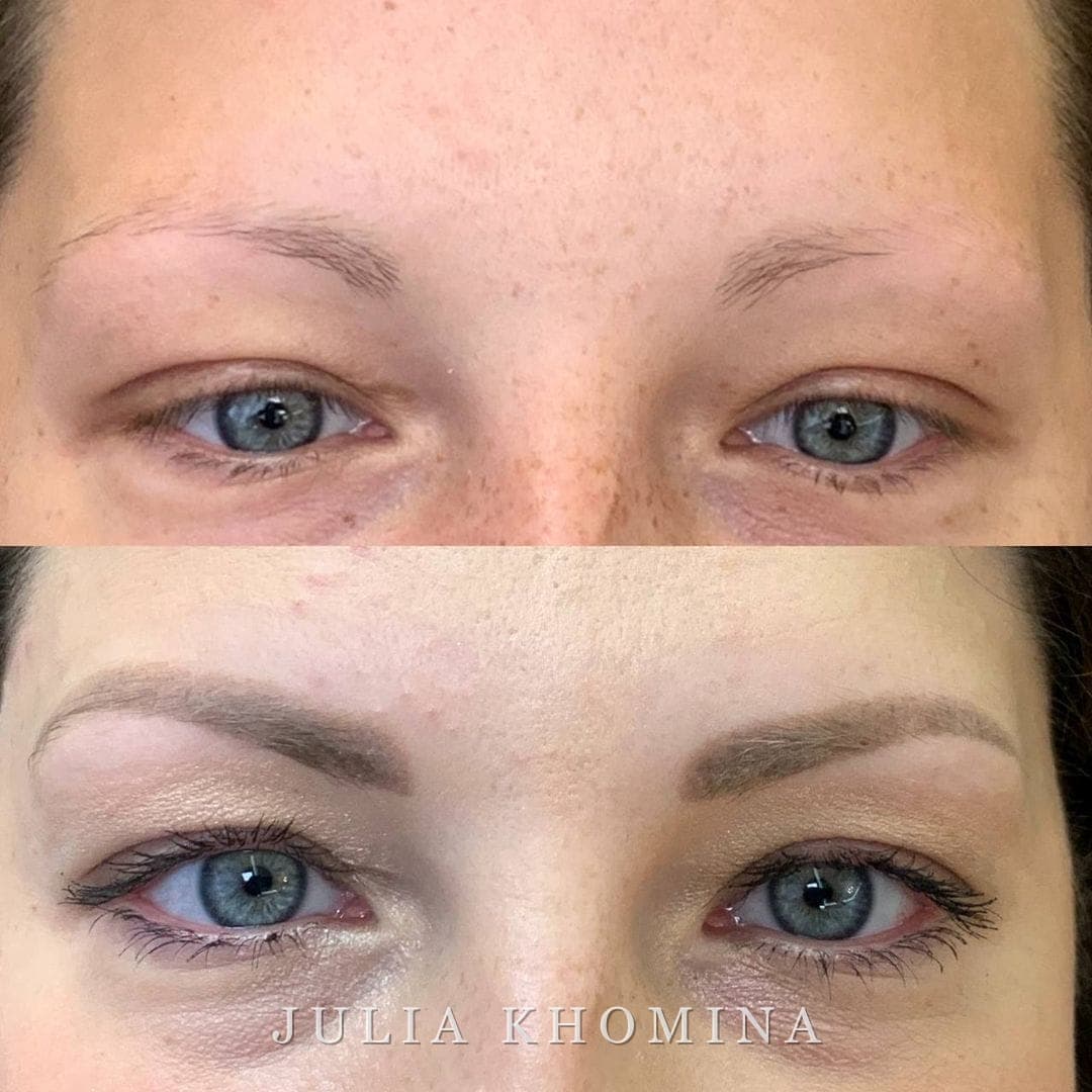 Maquillage permanent des sourcils — avant / après