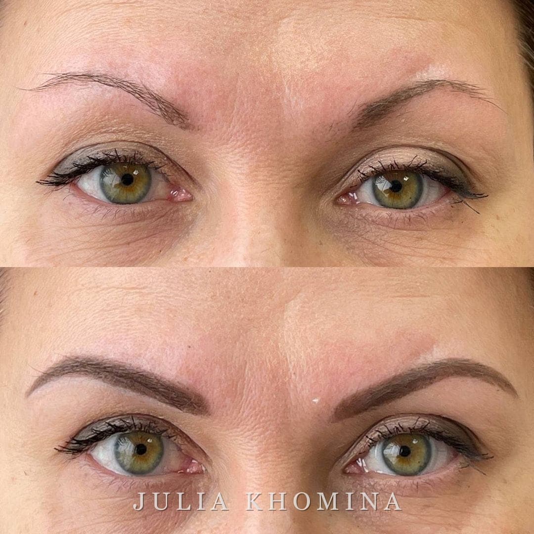 Maquillage permanent des sourcils — avant / après