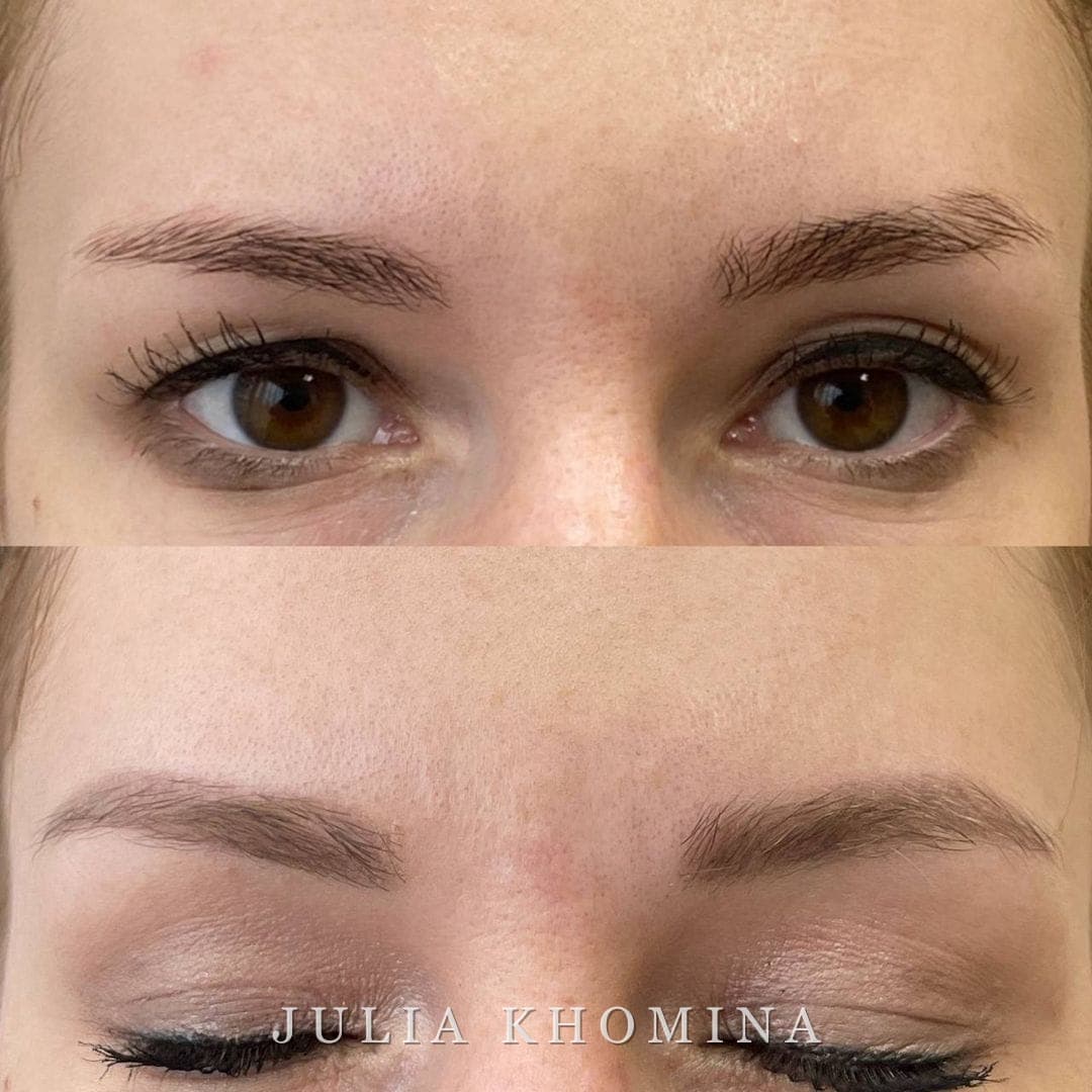 Maquillage permanent des sourcils — avant / après