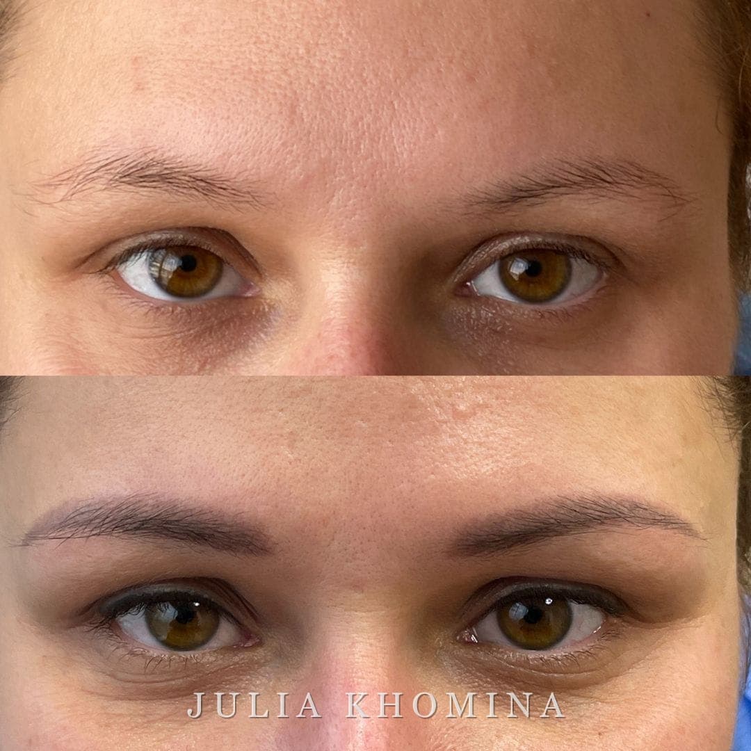 Maquillage permanent des sourcils — avant / après