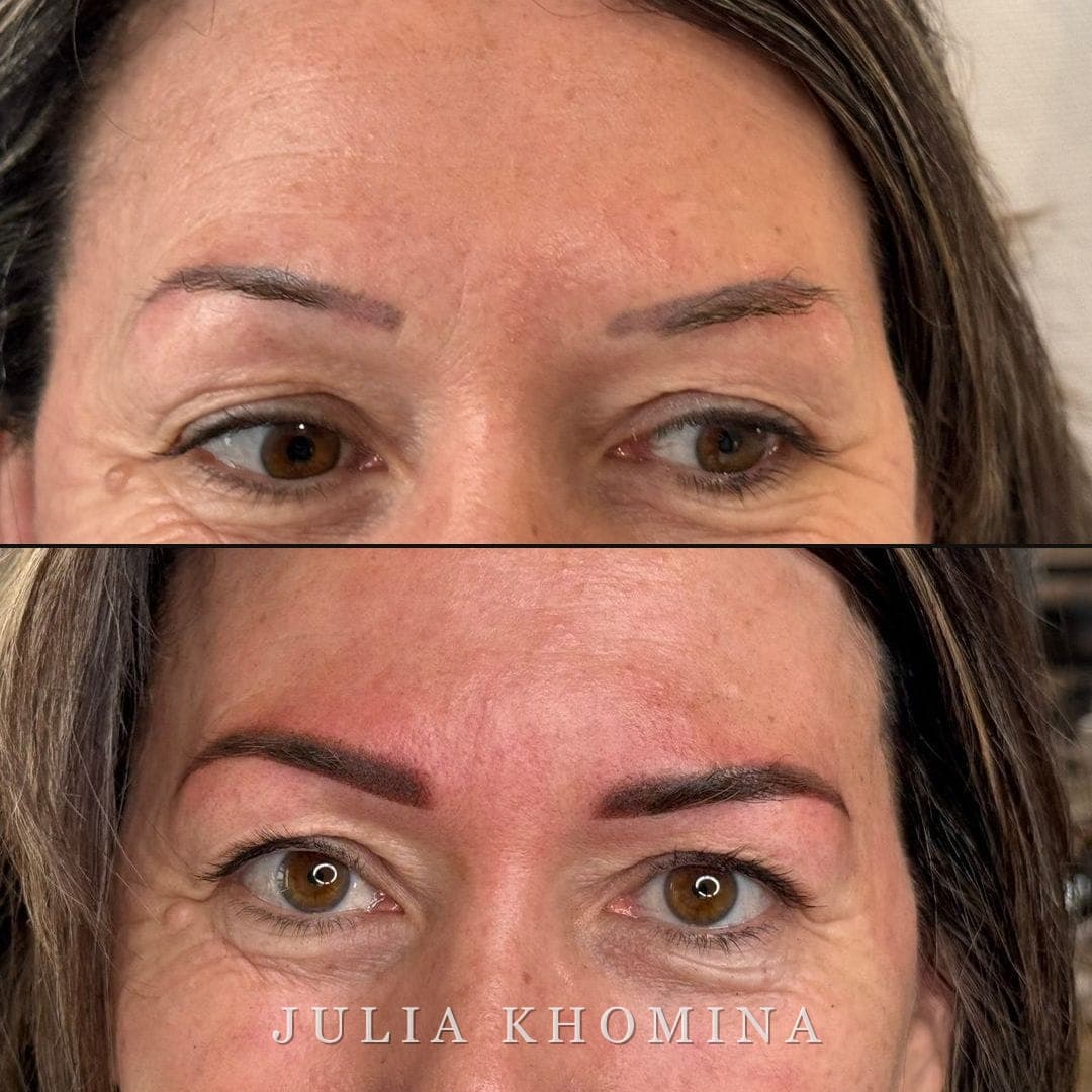 Maquillage permanent des sourcils — avant / après