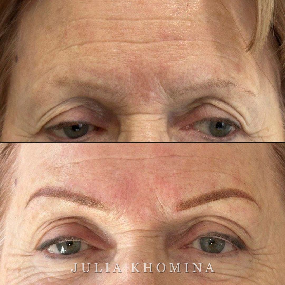 Maquillage permanent des sourcils — avant / après